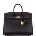 Hermes Black Veau Madame Sellier Birkin 25cm Gold Hardware - Exclusu