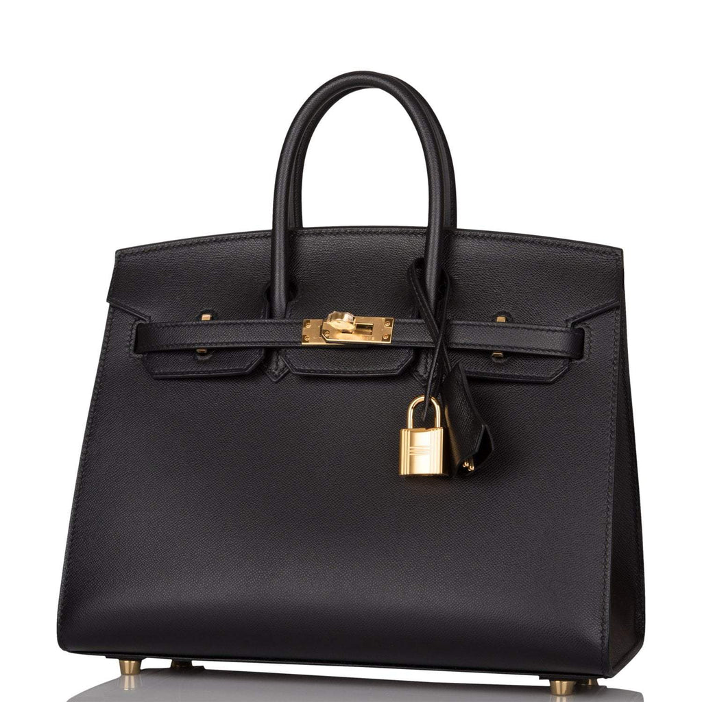 Hermes Black Veau Madame Sellier Birkin 25cm Gold Hardware - Exclusu