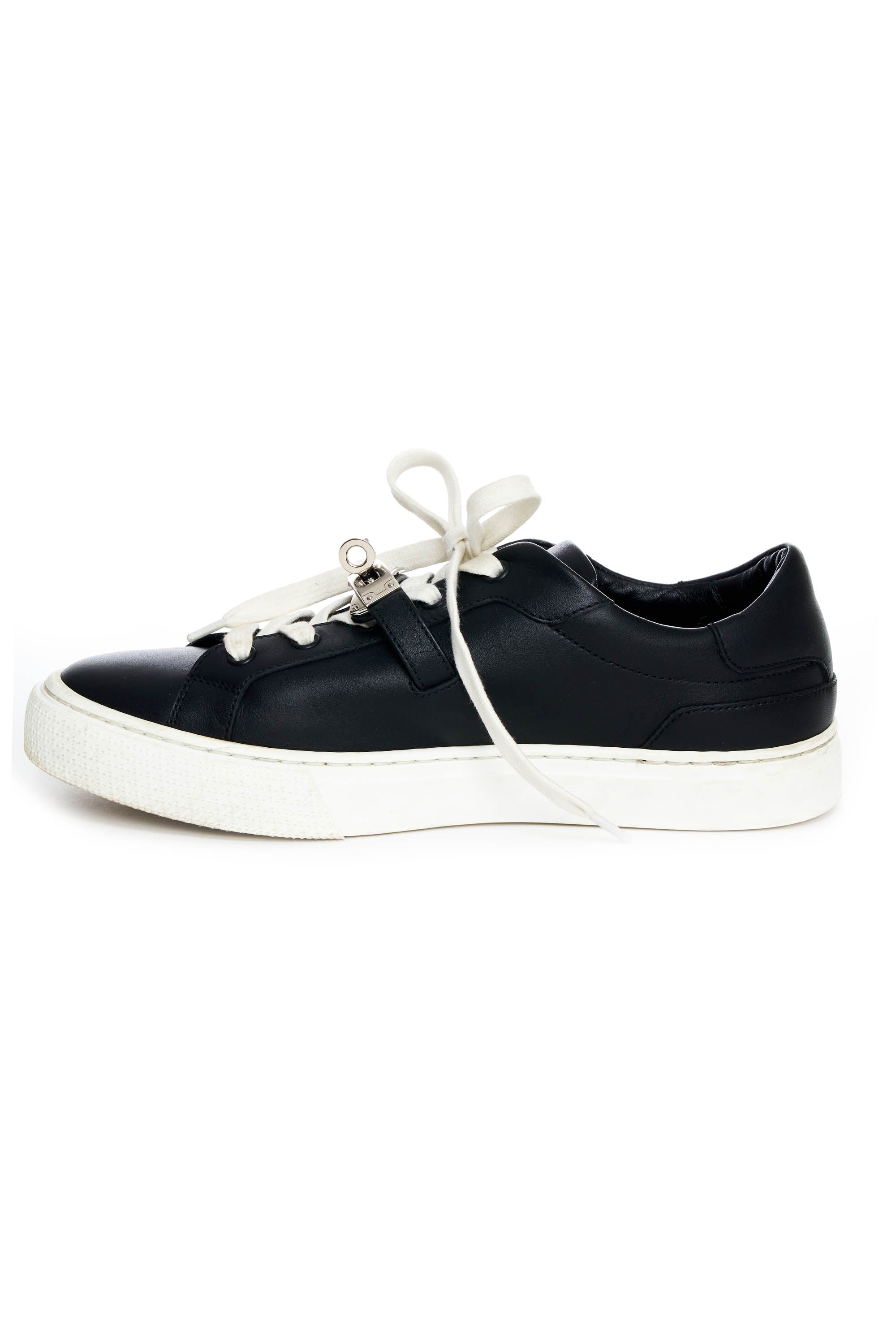Hermes Black and White Leather Kelly Sneakers Size 38 - Exclusu
