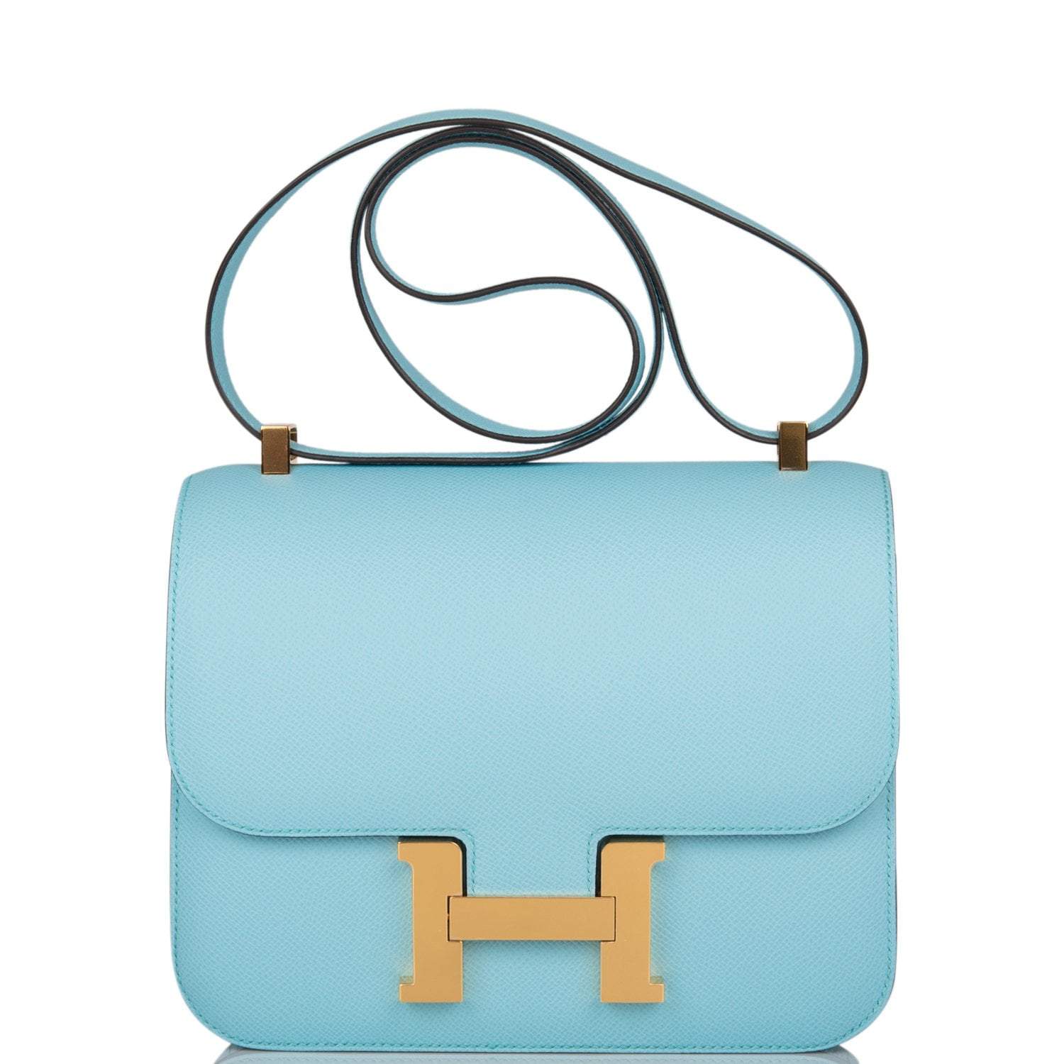 Hermes Bleu Atoll Epsom Constance 24cm Gold Hardware - Exclusu