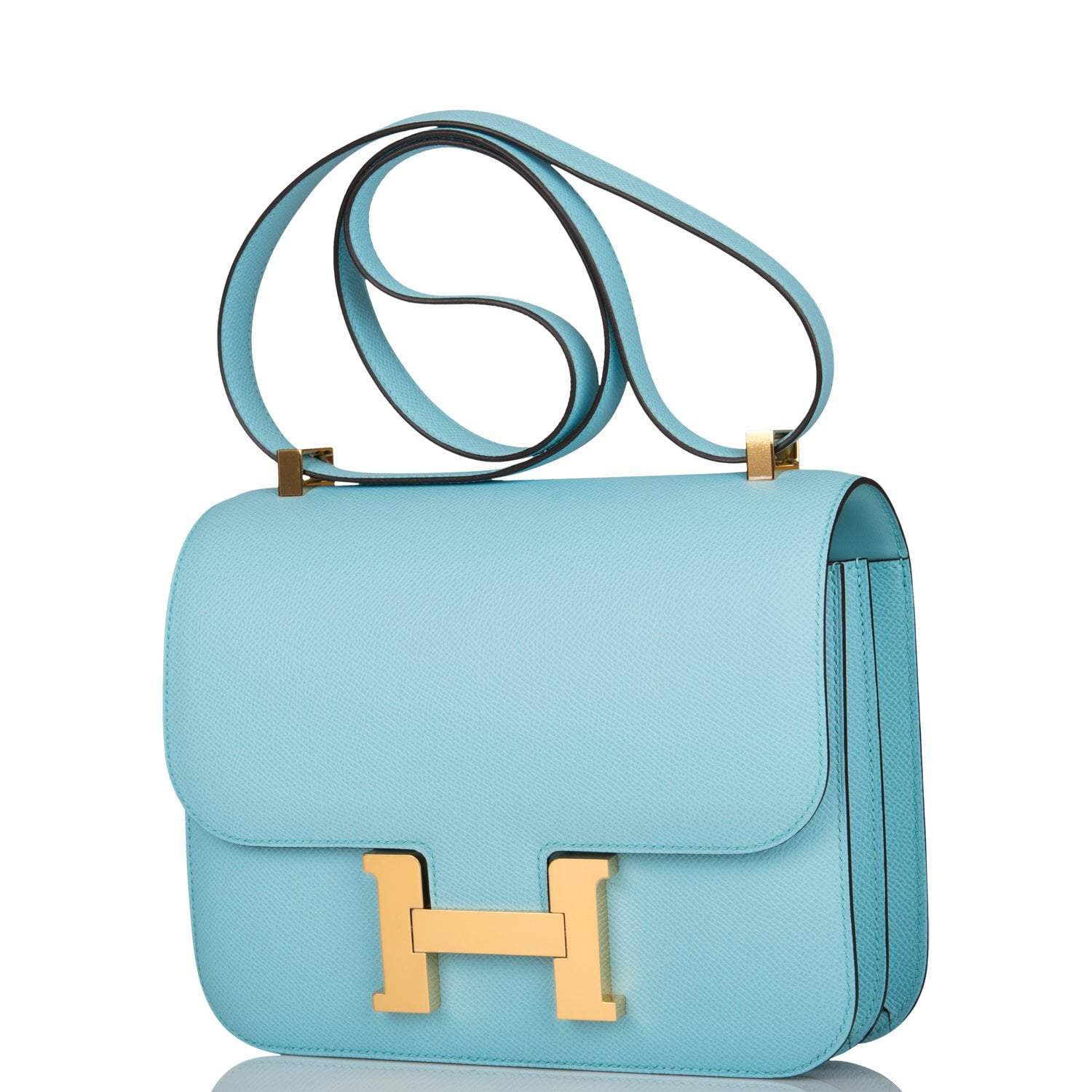 Hermes Bleu Atoll Epsom Constance 24cm Gold Hardware - Exclusu