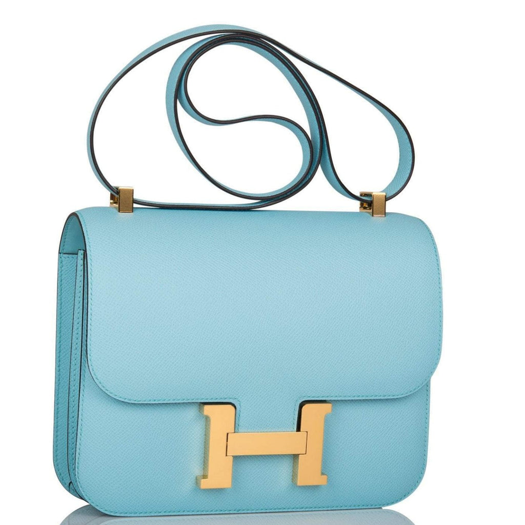 Hermes Bleu Atoll Epsom Constance 24cm Gold Hardware - Exclusu