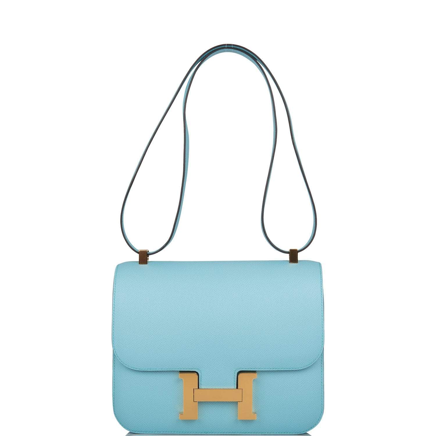 Hermes Bleu Atoll Epsom Constance 24cm Gold Hardware - Exclusu