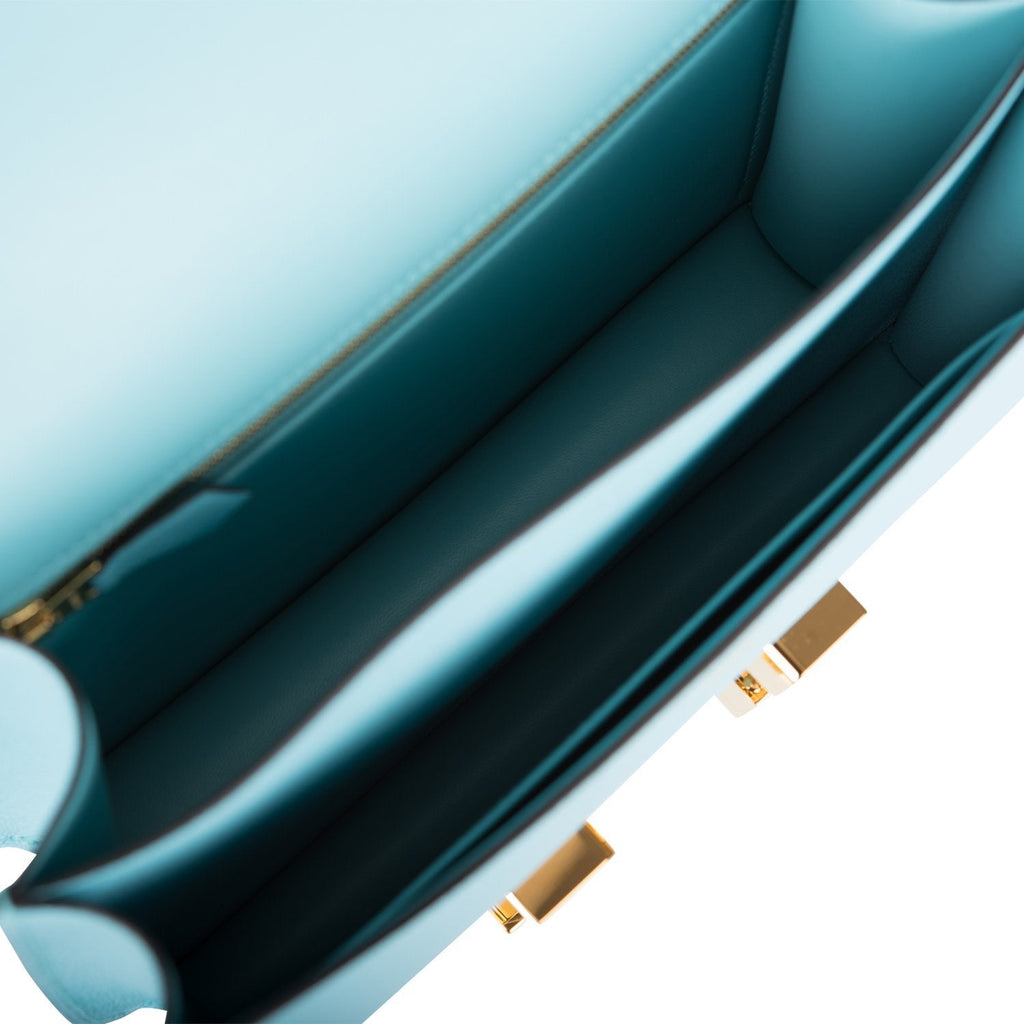 Hermes Bleu Atoll Epsom Constance 24cm Gold Hardware - Exclusu