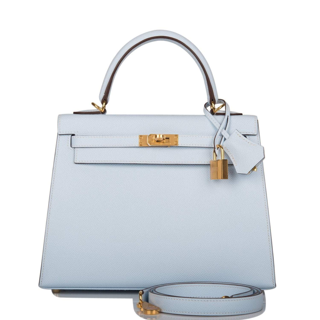 Hermes Bleu Brume Epsom Sellier Kelly 25cm Gold Hardware - Exclusu
