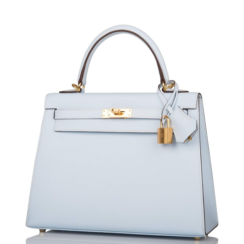 Hermes Bleu Brume Epsom Sellier Kelly 25cm Gold Hardware - Exclusu