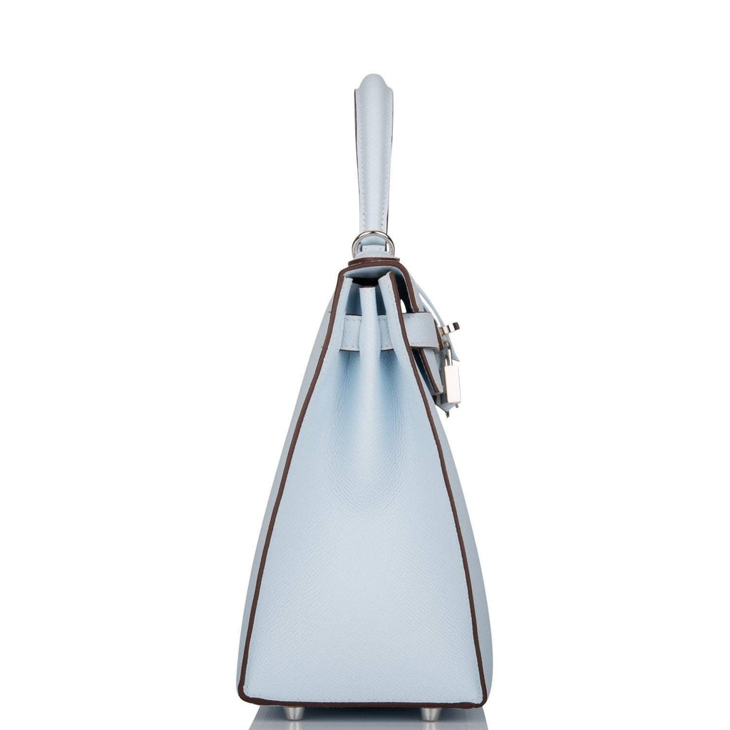 Hermes Bleu Brume Epsom Sellier Kelly 28cm Palladium Hardware - Exclusu
