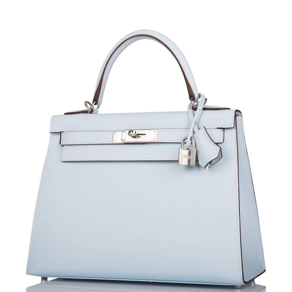 Hermes Bleu Brume Epsom Sellier Kelly 28cm Palladium Hardware - Exclusu