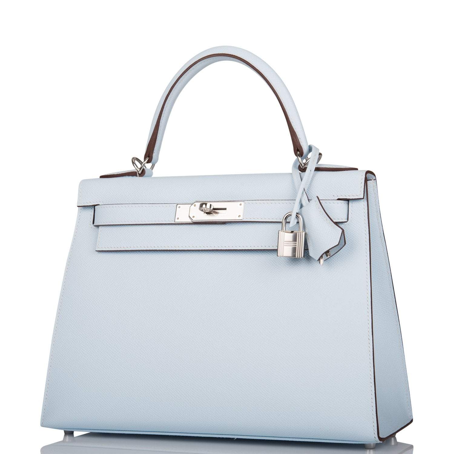 Hermes Bleu Brume Epsom Sellier Kelly 28cm Palladium Hardware - Exclusu
