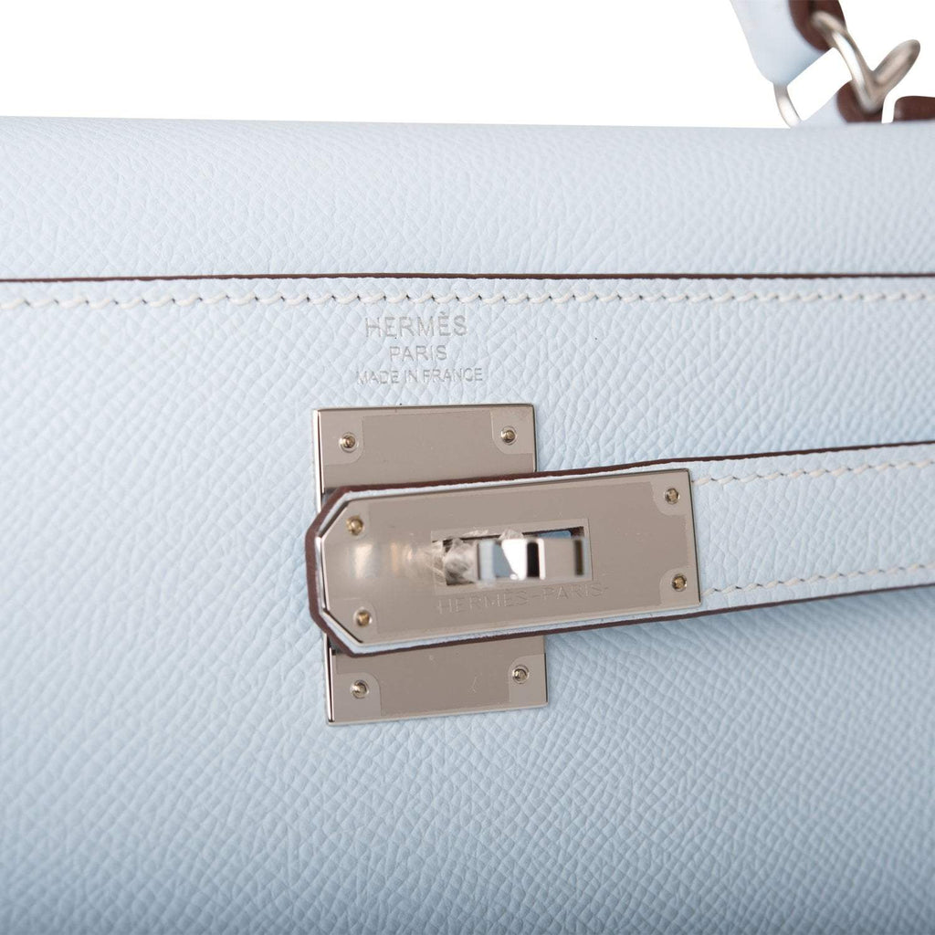 Hermes Bleu Brume Epsom Sellier Kelly 28cm Palladium Hardware - Exclusu