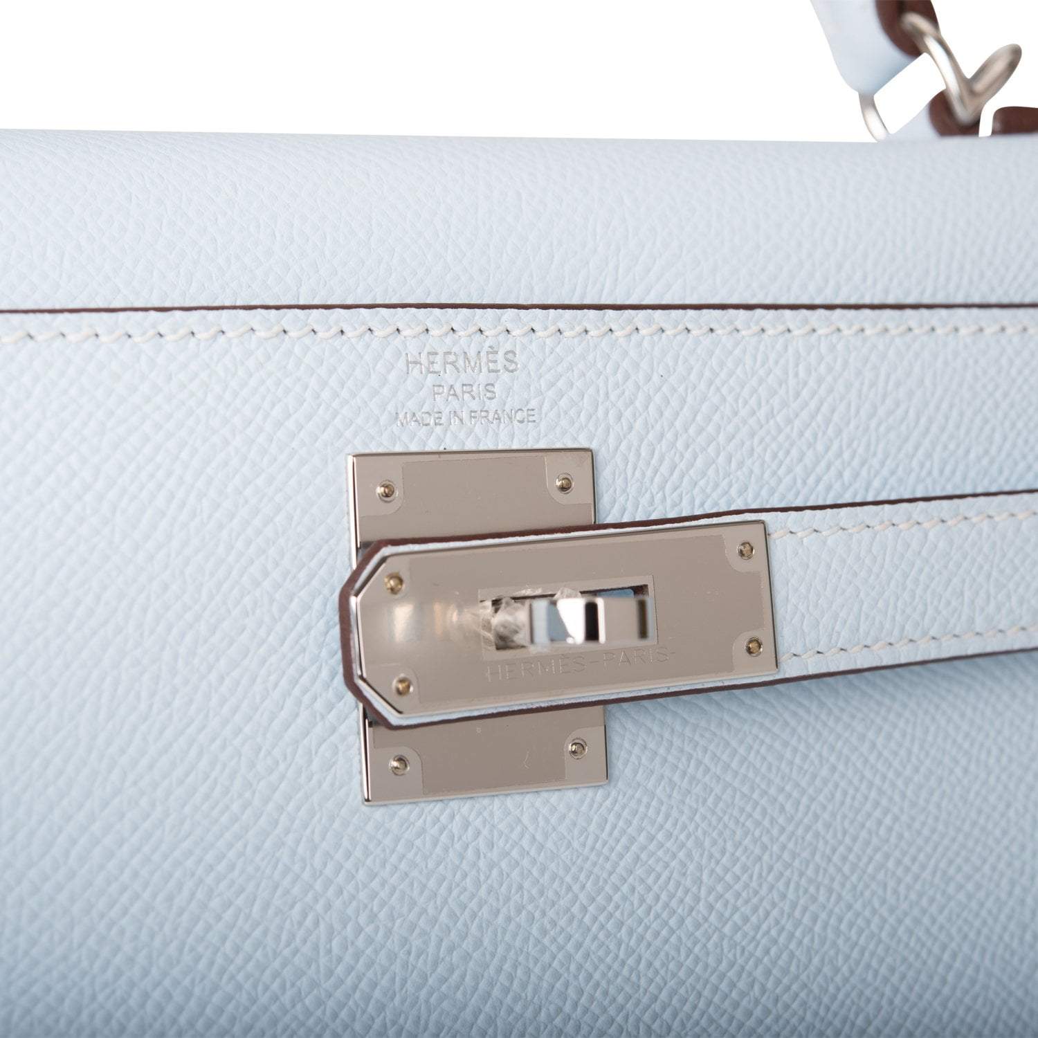 Hermes Bleu Brume Epsom Sellier Kelly 28cm Palladium Hardware - Exclusu