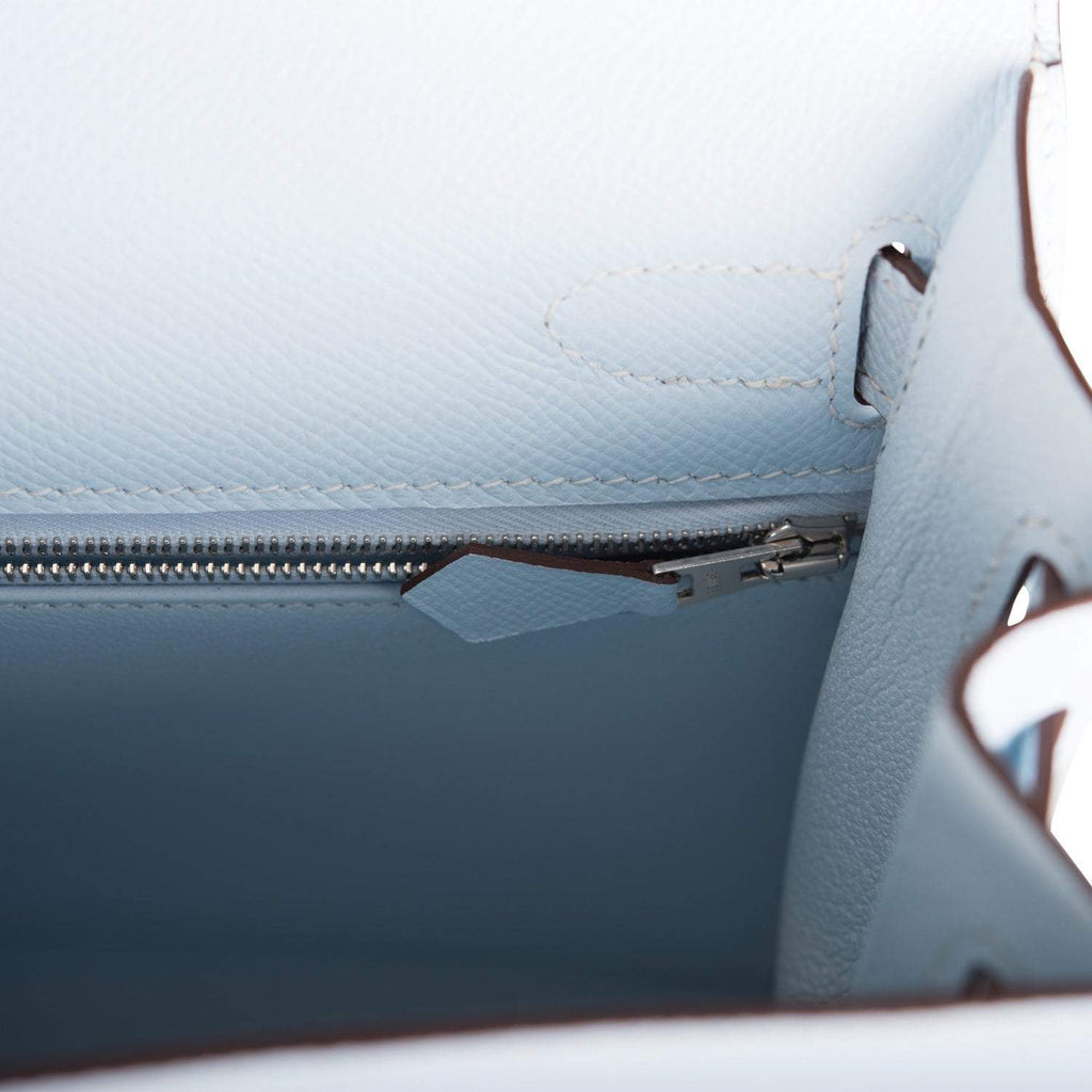 Hermes Bleu Brume Epsom Sellier Kelly 28cm Palladium Hardware - Exclusu