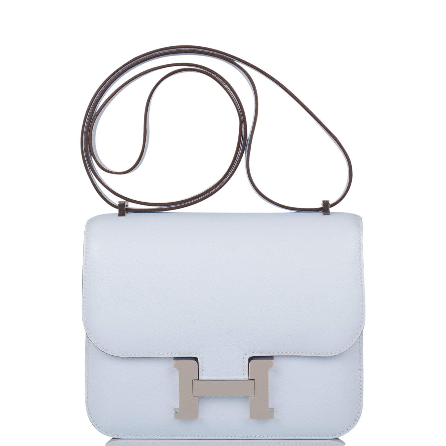 Hermes Bleu Brume Swift Mini Constance 18cm Palladium Hardware - Exclusu