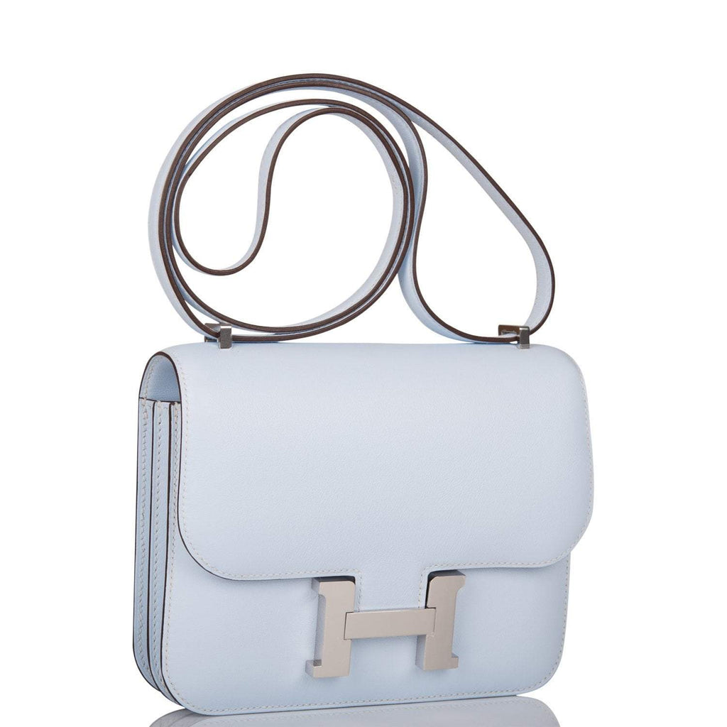 Hermes Bleu Brume Swift Mini Constance 18cm Palladium Hardware - Exclusu