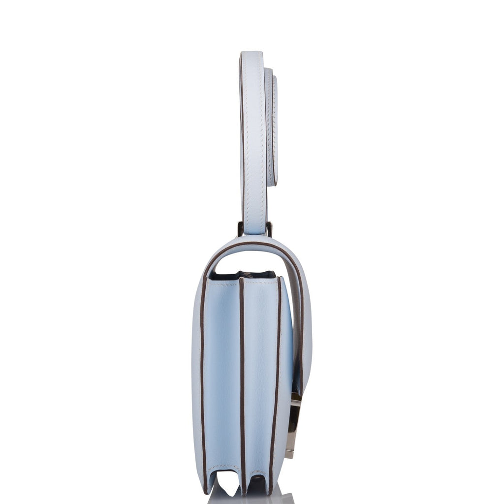 Hermes Bleu Brume Swift Mini Constance 18cm Palladium Hardware - Exclusu