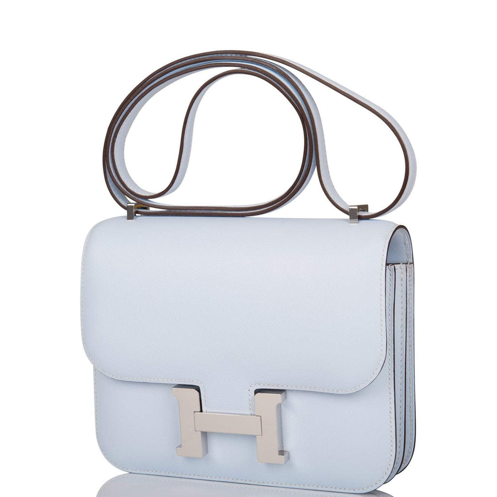Hermes Bleu Brume Swift Mini Constance 18cm Palladium Hardware - Exclusu