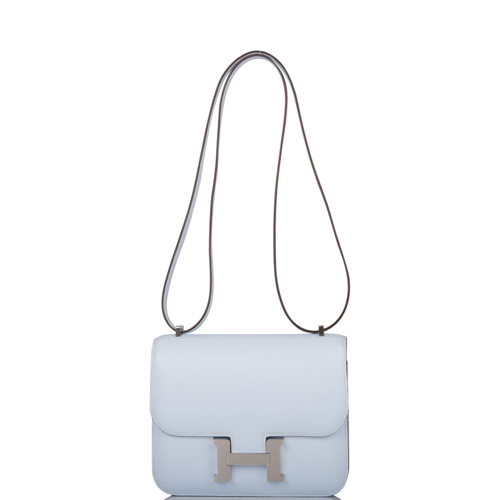 Hermes Bleu Brume Swift Mini Constance 18cm Palladium Hardware - Exclusu