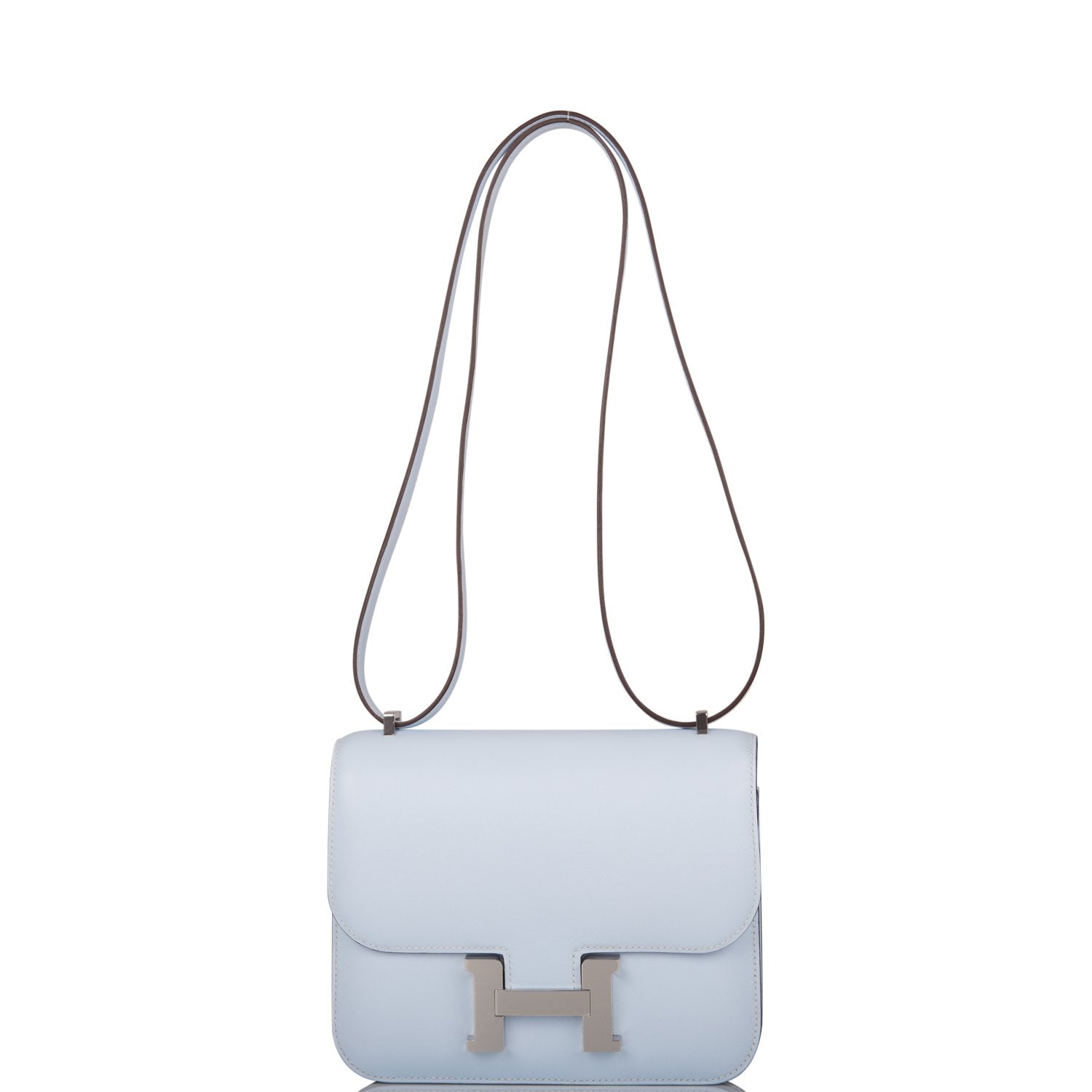 Hermes Bleu Brume Swift Mini Constance 18cm Palladium Hardware - Exclusu