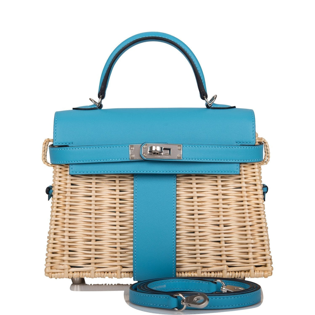 Hermes Bleu du Nord Swift Mini Picnic Kelly Bag 20cm Palladium Hardware - Exclusu