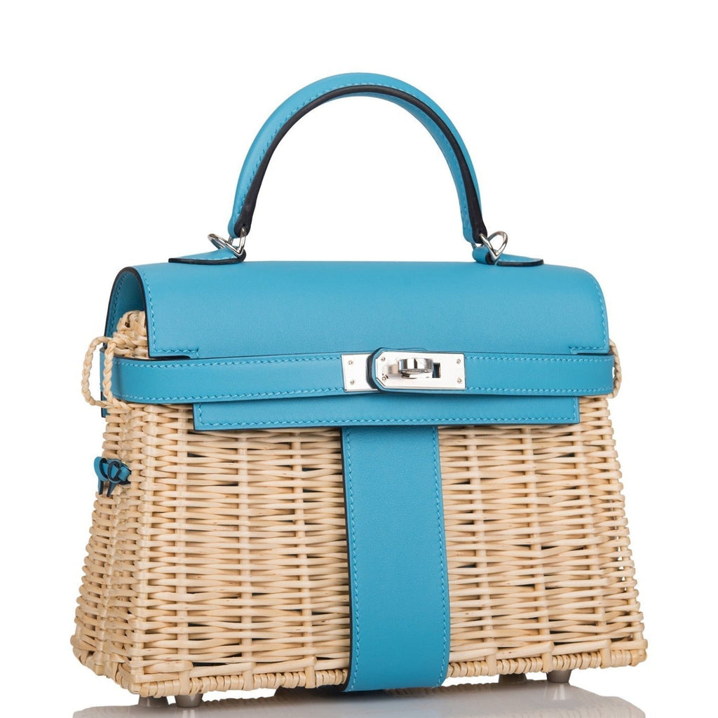 Hermes Bleu du Nord Swift Mini Picnic Kelly Bag 20cm Palladium Hardware - Exclusu
