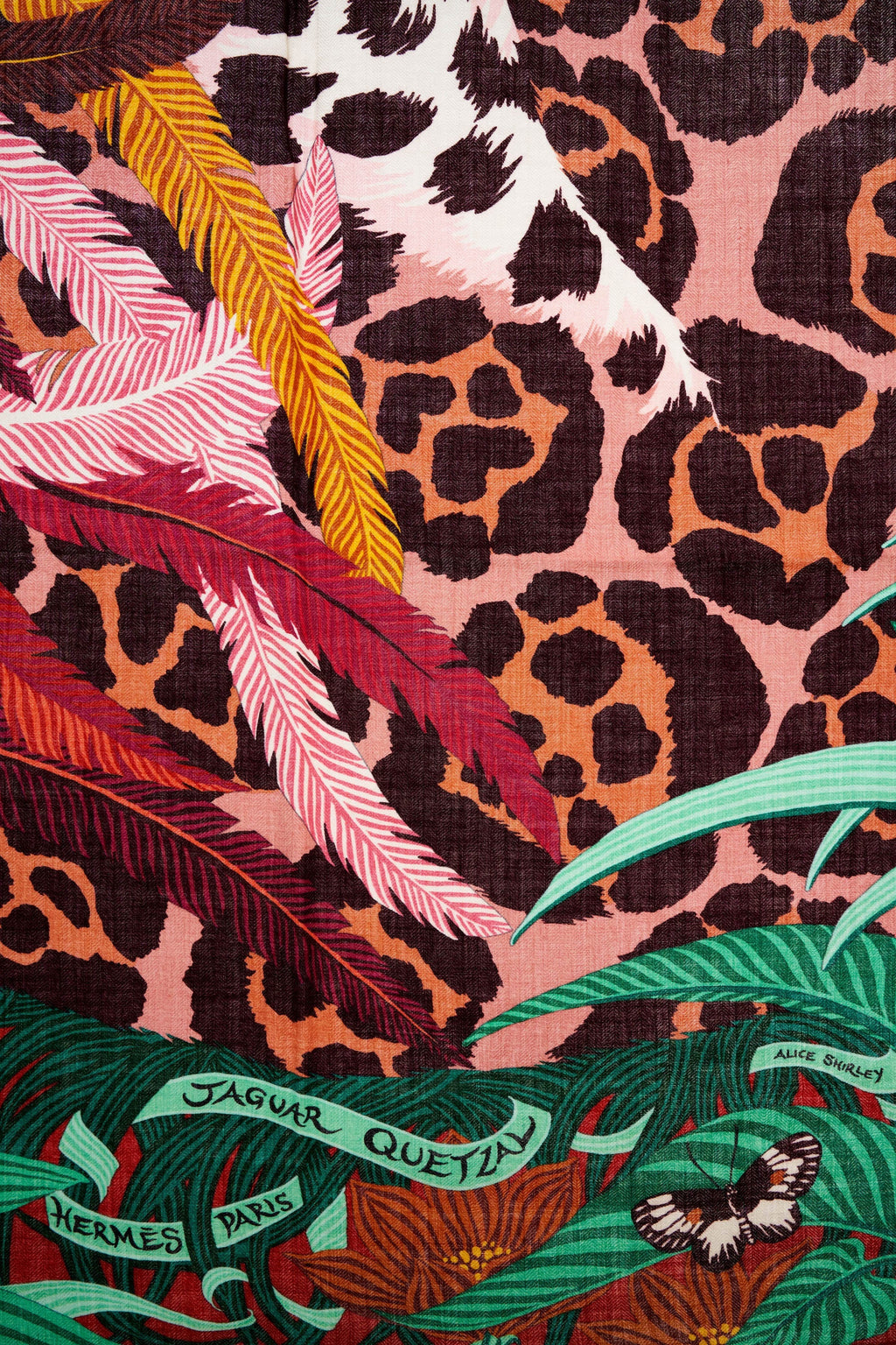 Hermes 'Jaguar Quetzal' Silk and Cashmere Shawl 140cm - Exclusu