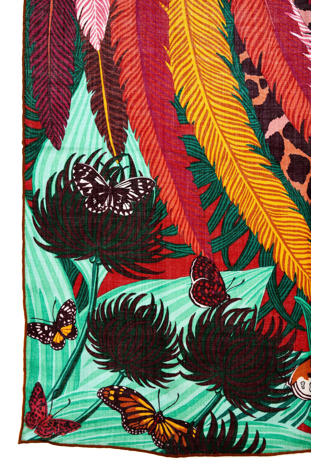 Hermes 'Jaguar Quetzal' Silk and Cashmere Shawl 140cm - Exclusu