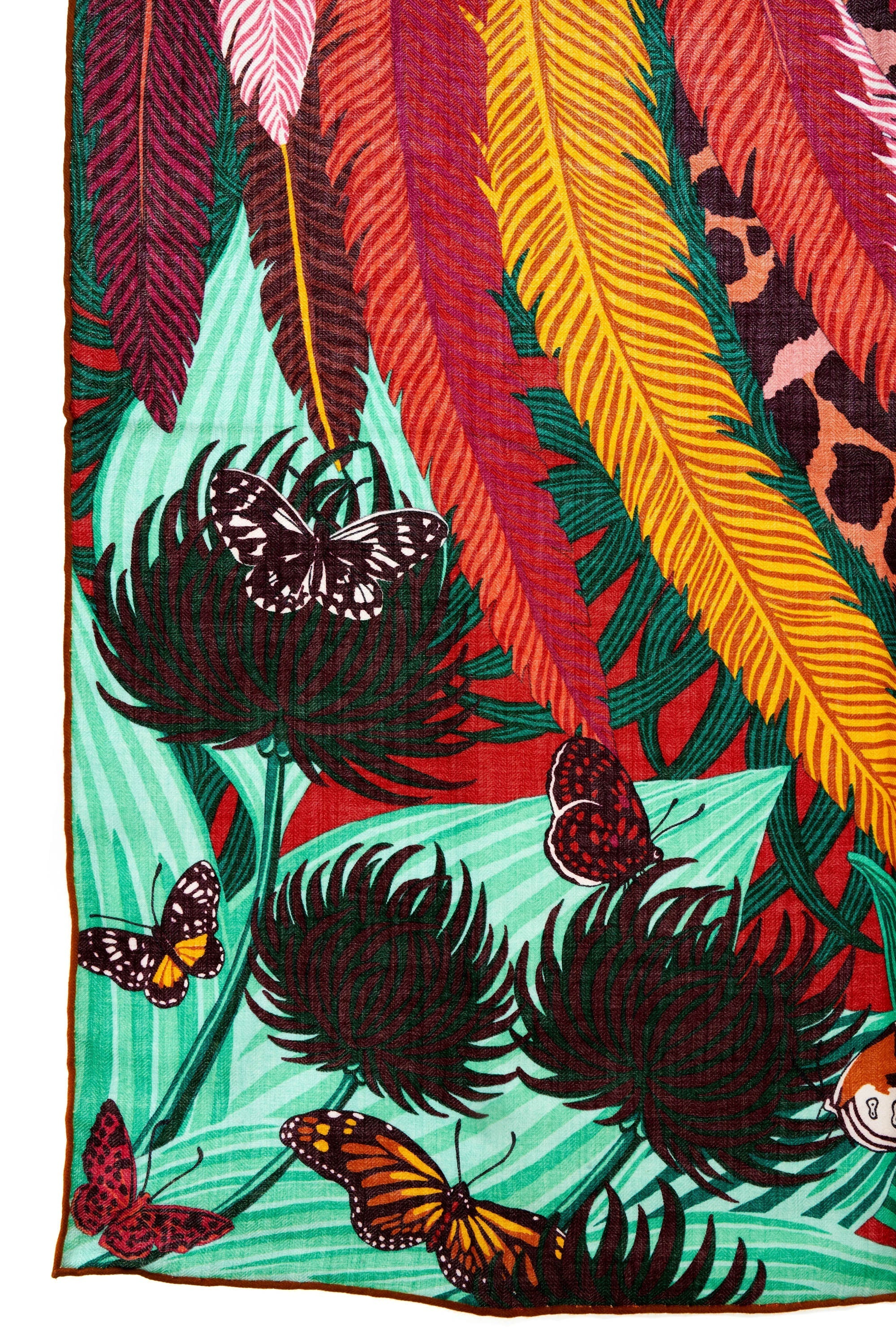Hermes 'Jaguar Quetzal' Silk and Cashmere Shawl 140cm - Exclusu