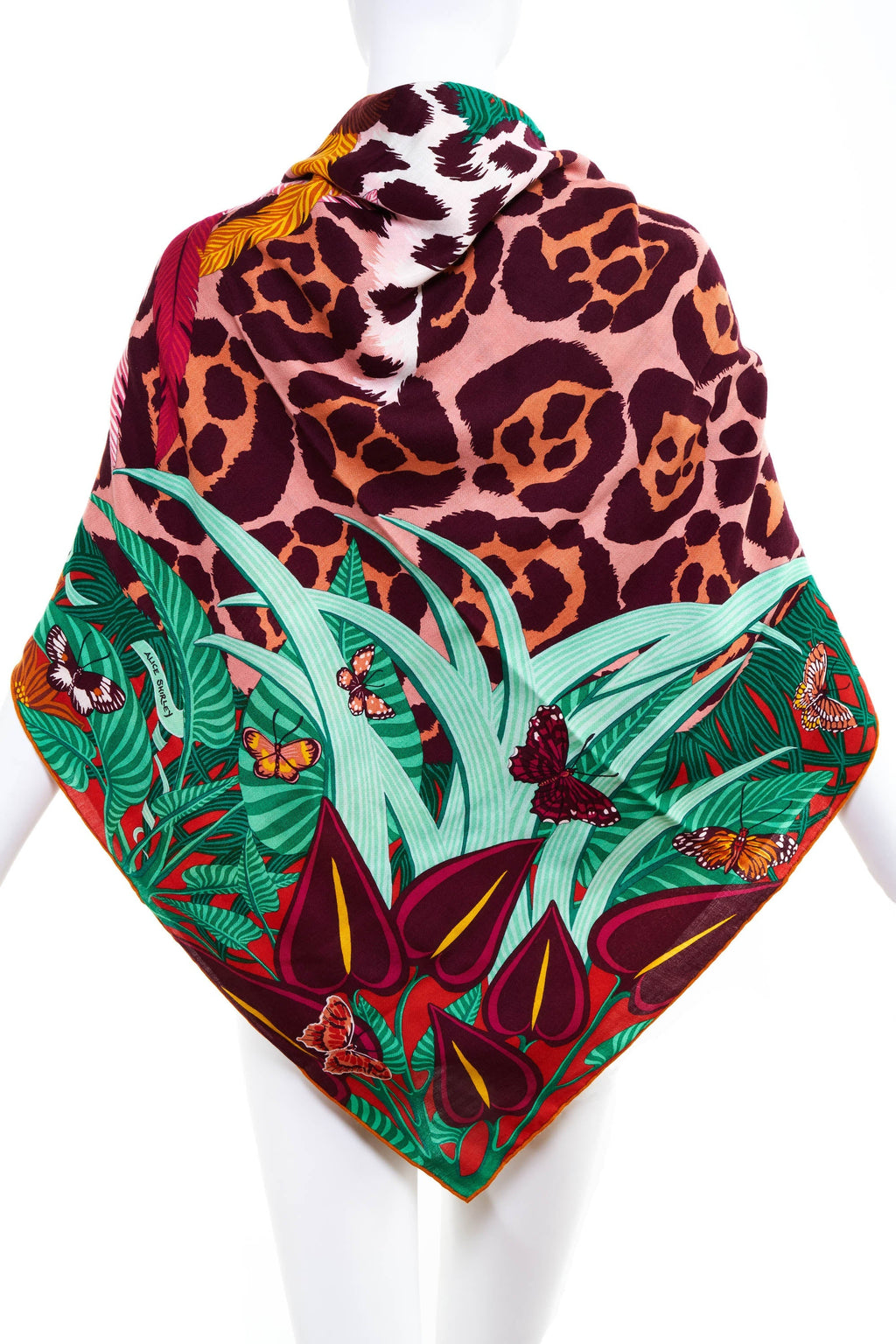 Hermes 'Jaguar Quetzal' Silk and Cashmere Shawl 140cm - Exclusu