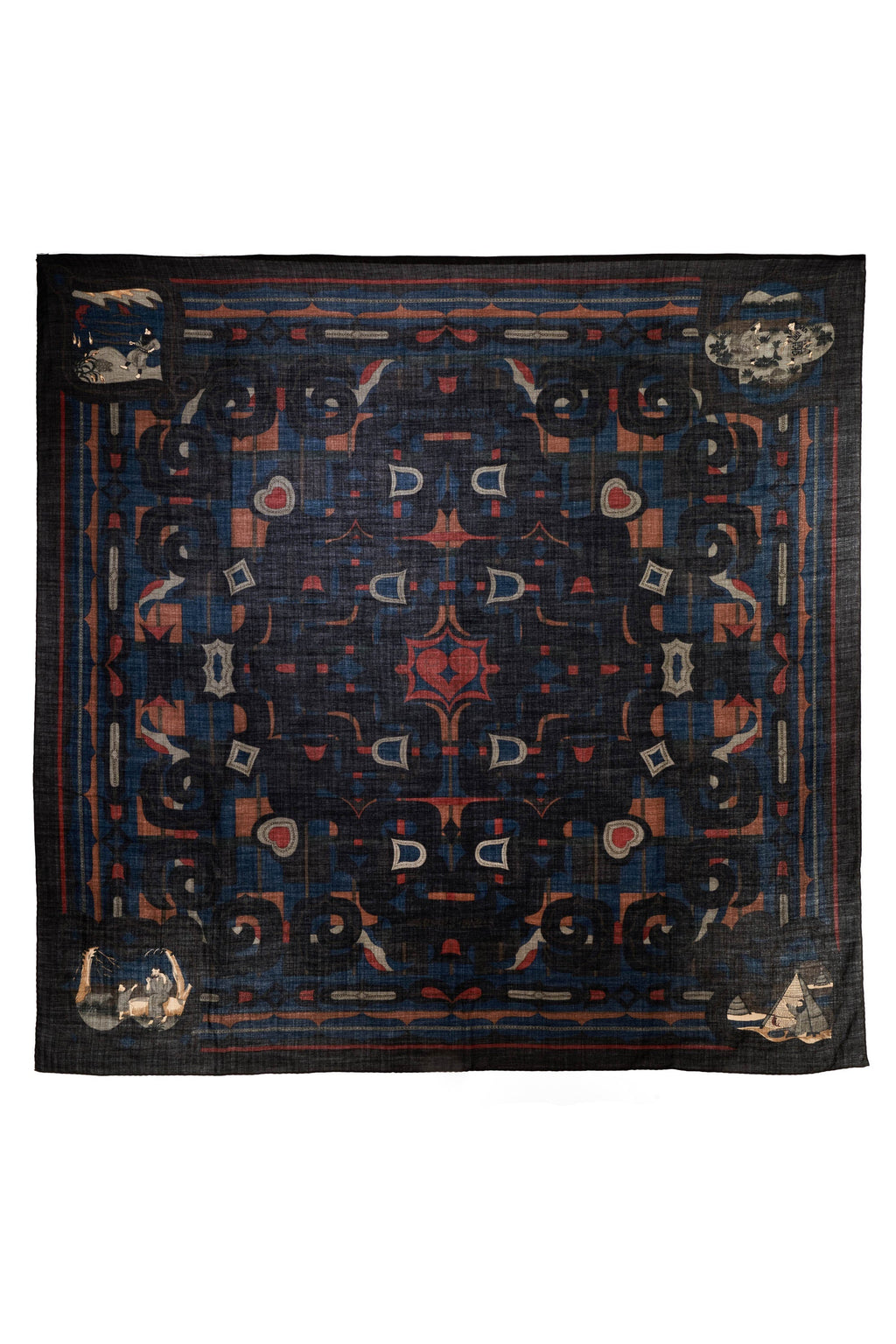 Hermes 'Esprit Anjou' Charcoal Silk and Cashmere Shawl 140cm - Exclusu