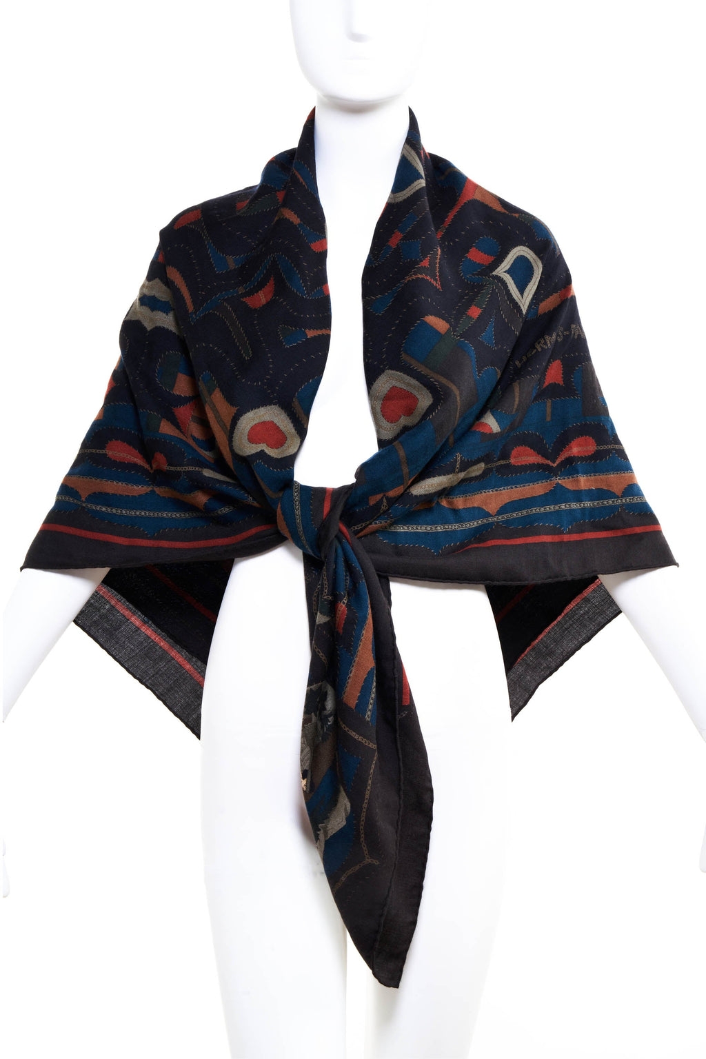 Hermes 'Esprit Anjou' Charcoal Silk and Cashmere Shawl 140cm - Exclusu