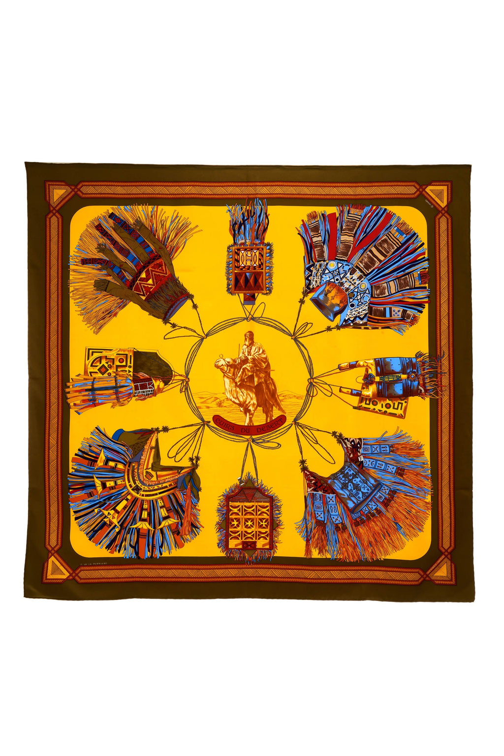 Hermes Silk Scarf 90cm 'Cuirs du desert' - Exclusu