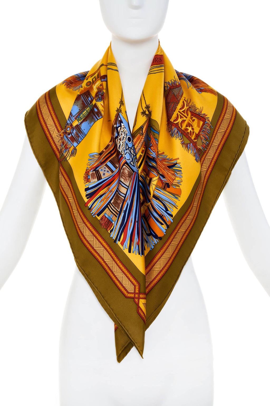 Hermes Silk Scarf 90cm 'Cuirs du desert' - Exclusu
