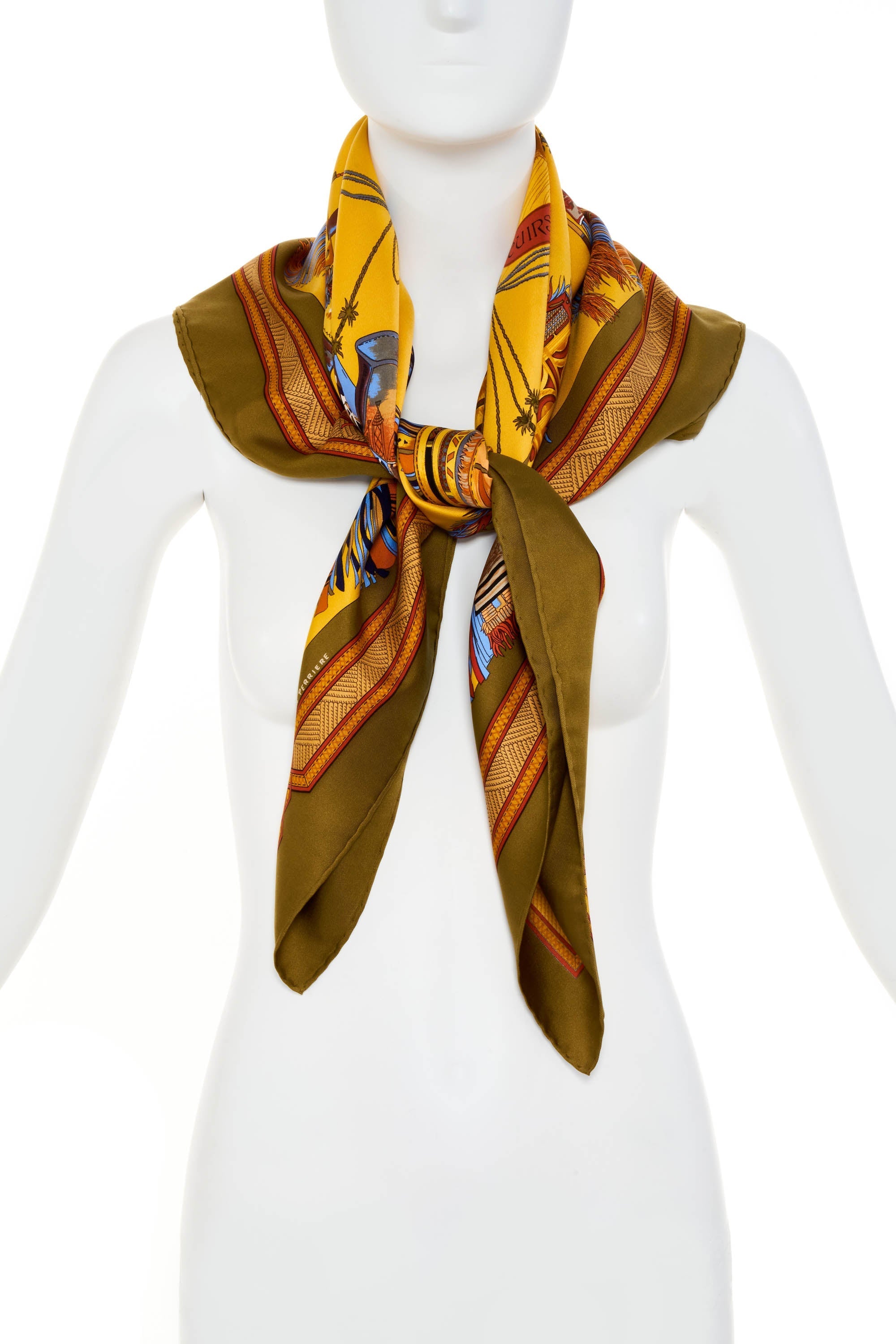 Hermes Silk Scarf 90cm 'Cuirs du desert' - Exclusu