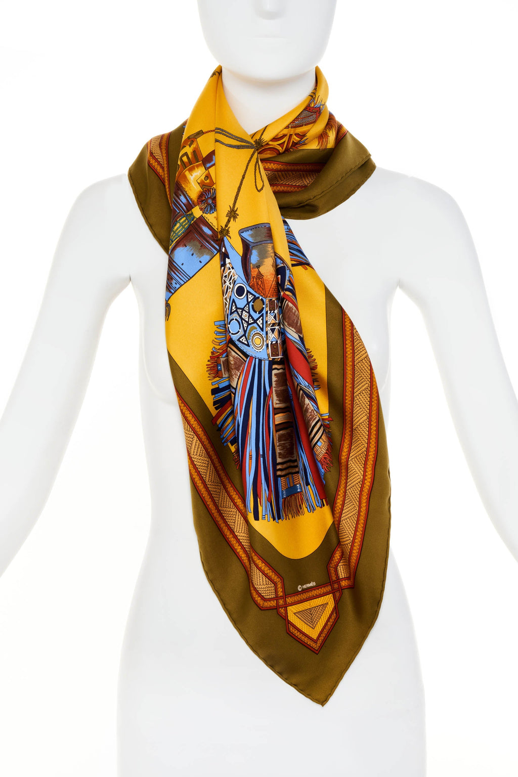 Hermes Silk Scarf 90cm 'Cuirs du desert' - Exclusu