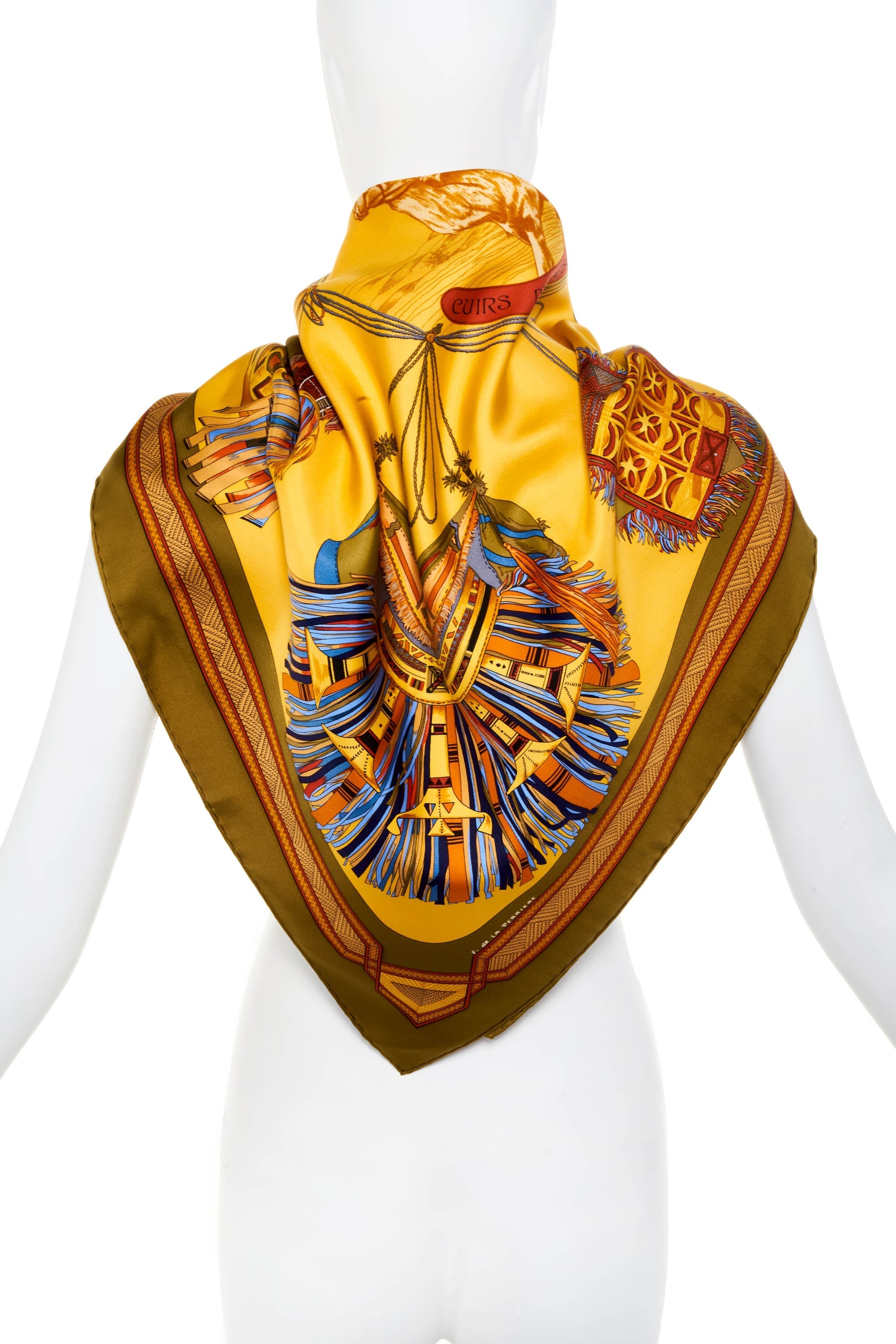 Hermes Silk Scarf 90cm 'Cuirs du desert' - Exclusu