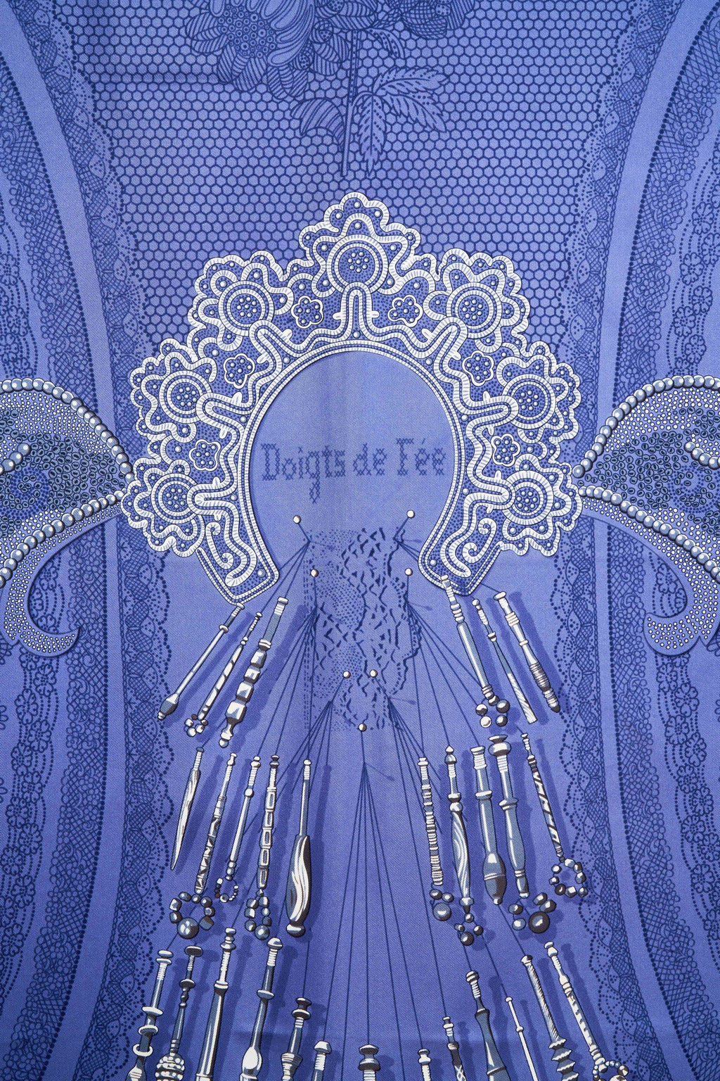 Hermes Silk Scarf 90cm 'Doights de fee' Periwinkle - Exclusu