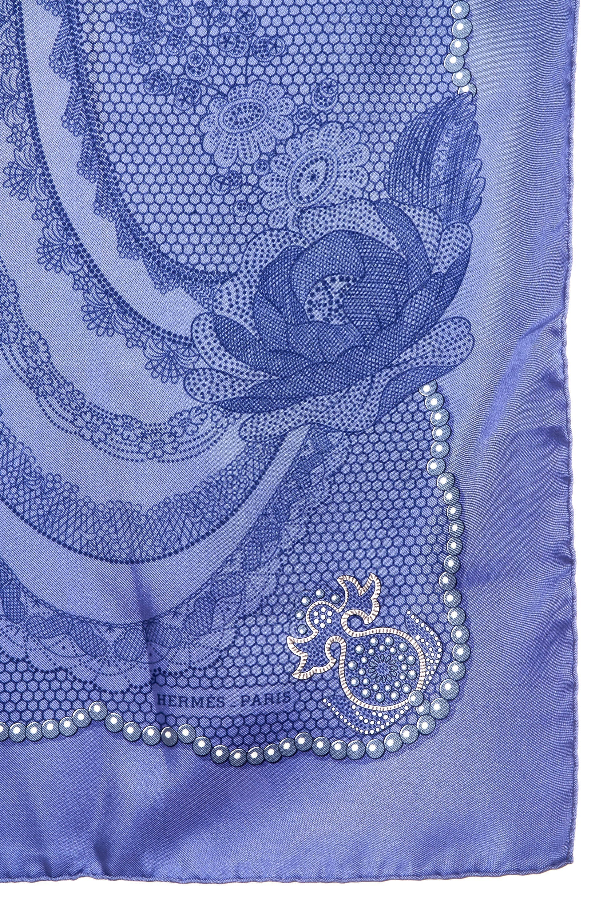 Hermes Silk Scarf 90cm 'Doights de fee' Periwinkle - Exclusu