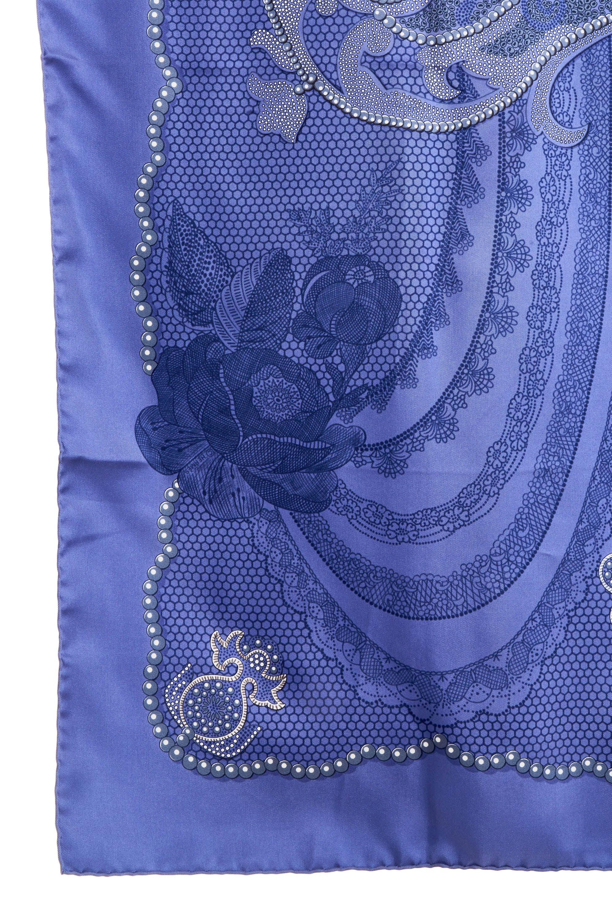 Hermes Silk Scarf 90cm 'Doights de fee' Periwinkle - Exclusu