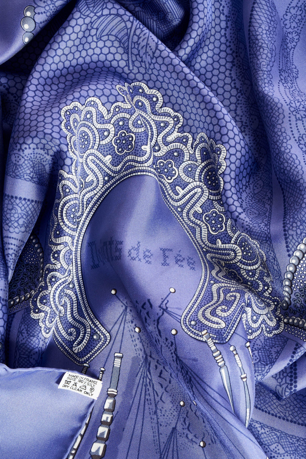 Hermes Silk Scarf 90cm 'Doights de fee' Periwinkle - Exclusu