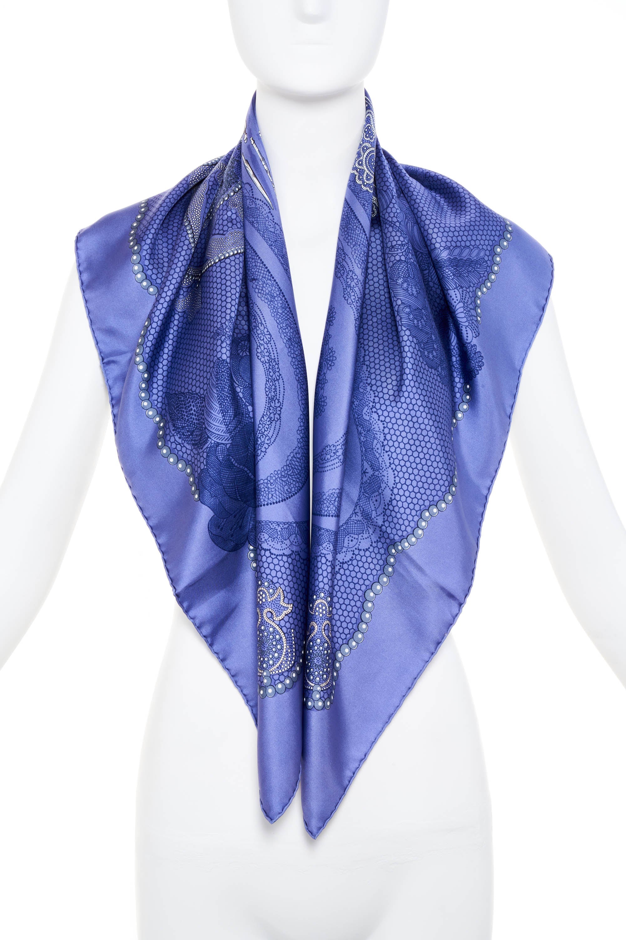 Hermes Silk Scarf 90cm 'Doights de fee' Periwinkle - Exclusu