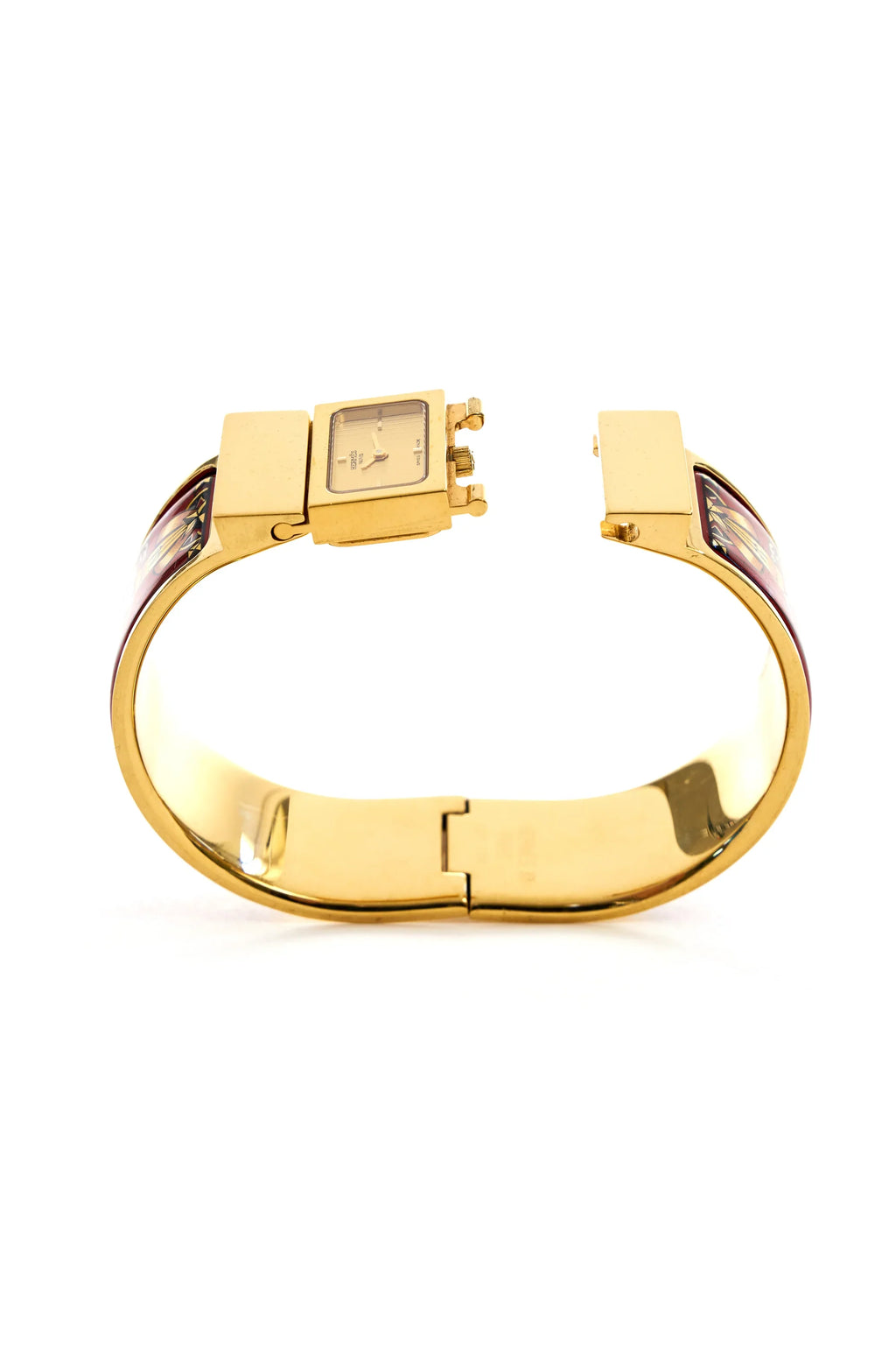 Hermes Vintage Red and Gold Enamel Loquet Watch - Exclusu