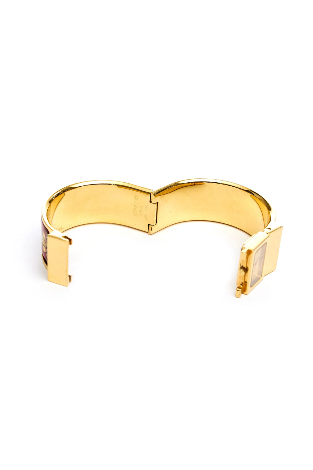 Hermes Vintage Red and Gold Enamel Loquet Watch - Exclusu