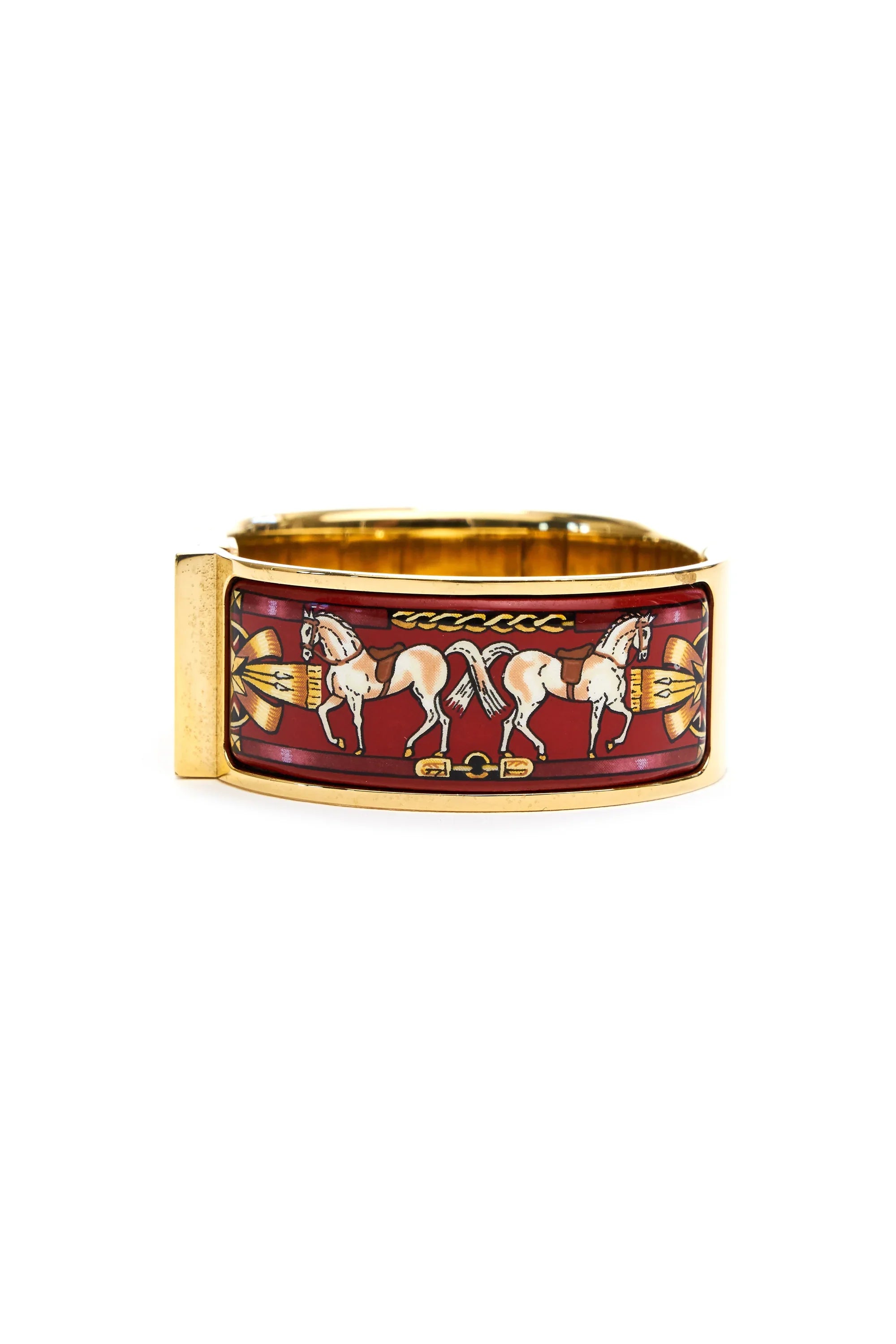 Hermes Vintage Red and Gold Enamel Loquet Watch - Exclusu