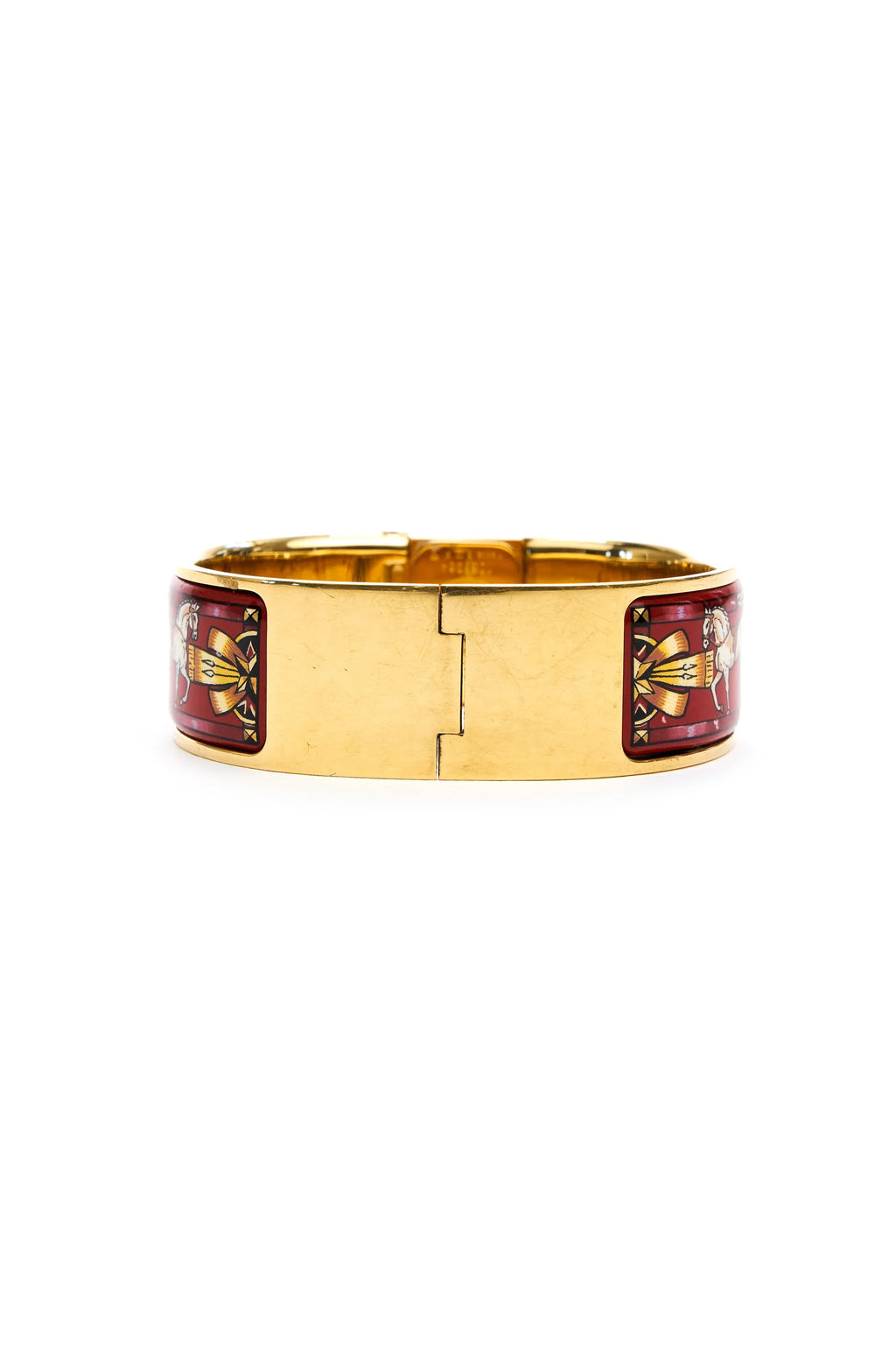 Hermes Vintage Red and Gold Enamel Loquet Watch - Exclusu