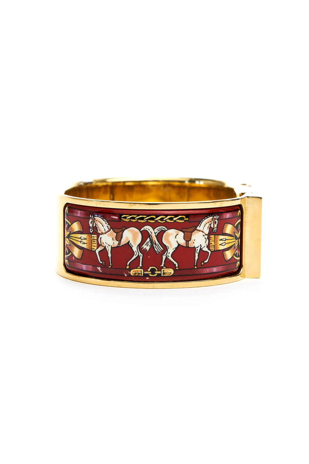 Hermes Vintage Red and Gold Enamel Loquet Watch - Exclusu