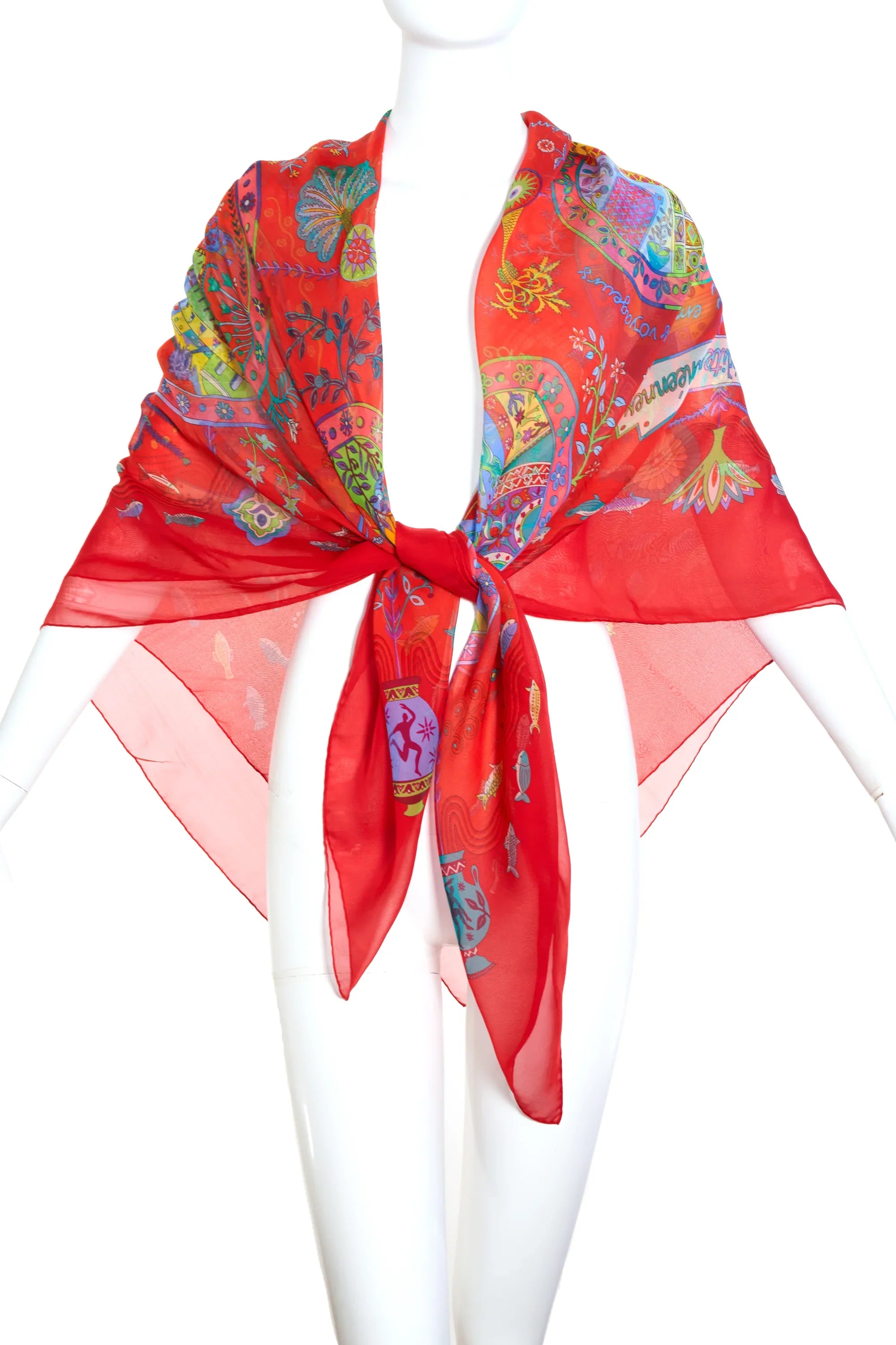Hermes Chiffon Scarf 'Escales Medeterrennes' 140cm - Exclusu