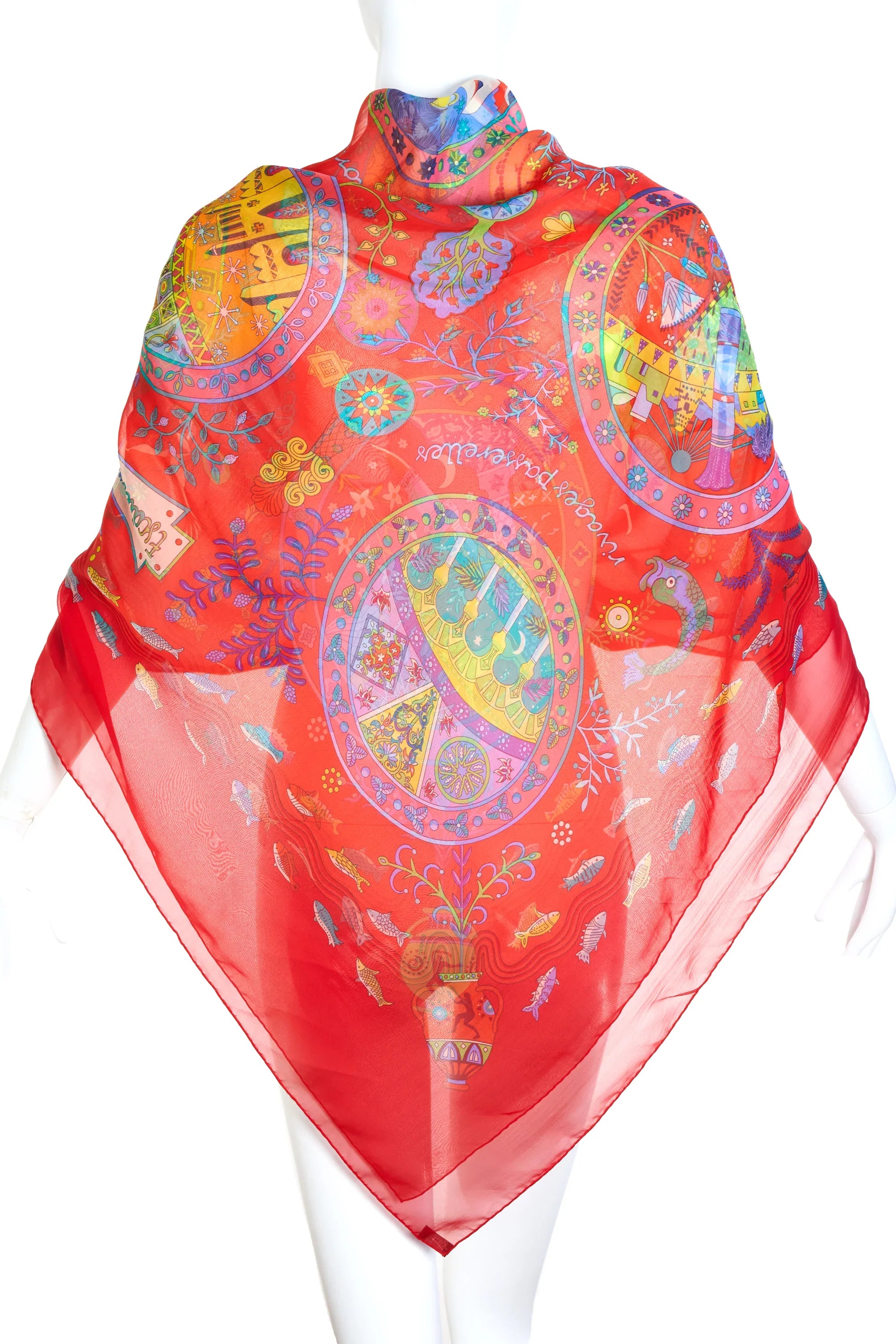 Hermes Chiffon Scarf 'Escales Medeterrennes' 140cm - Exclusu