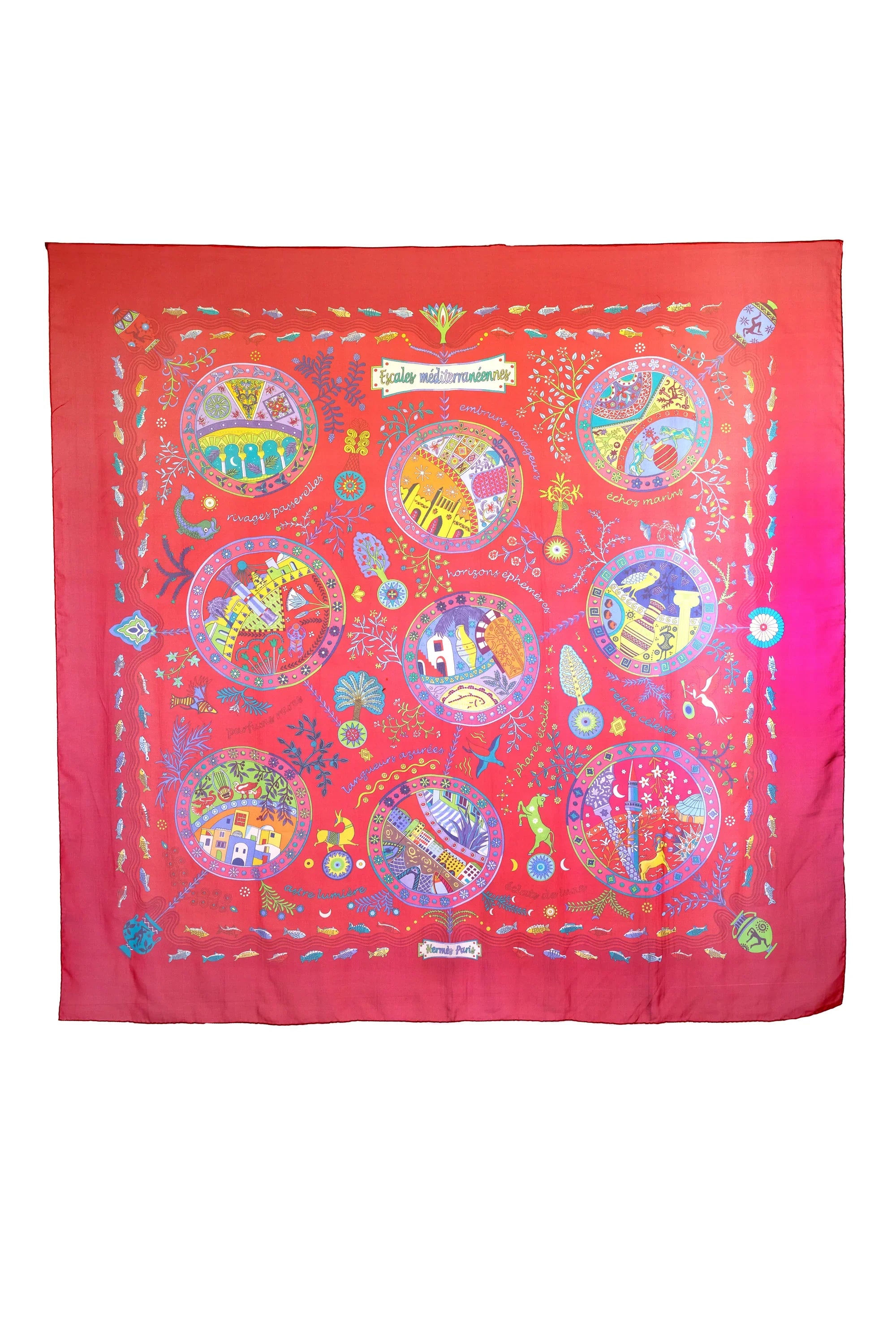 Hermes Chiffon Scarf 'Escales Medeterrennes' 140cm - Exclusu