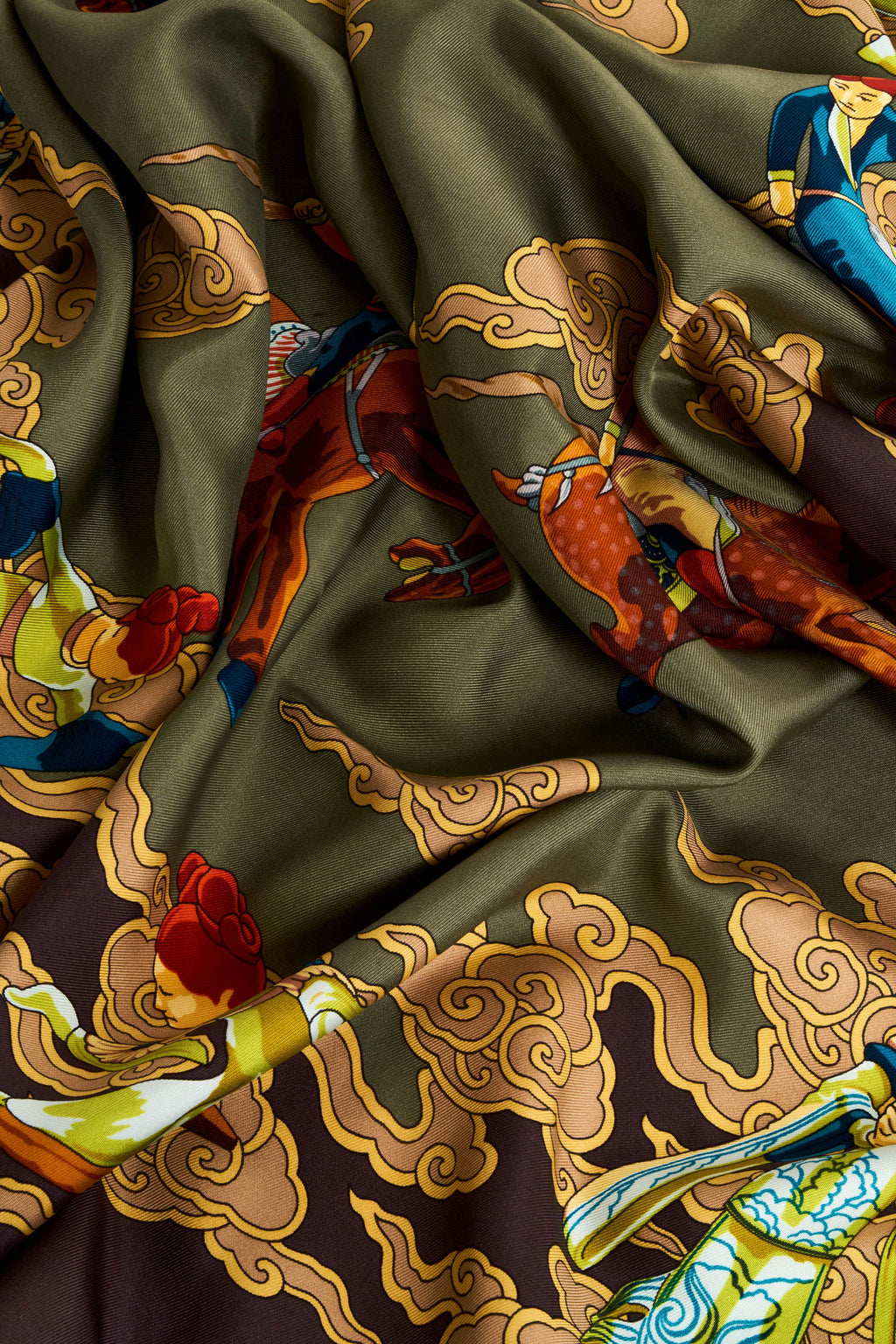 Hermes Silk Scarf 90cm Purple Grey 'Galop Volant' - Exclusu