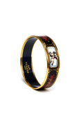 Hermes Red Enamel Horse Print Bracelet 18k Gold Plate - Exclusu